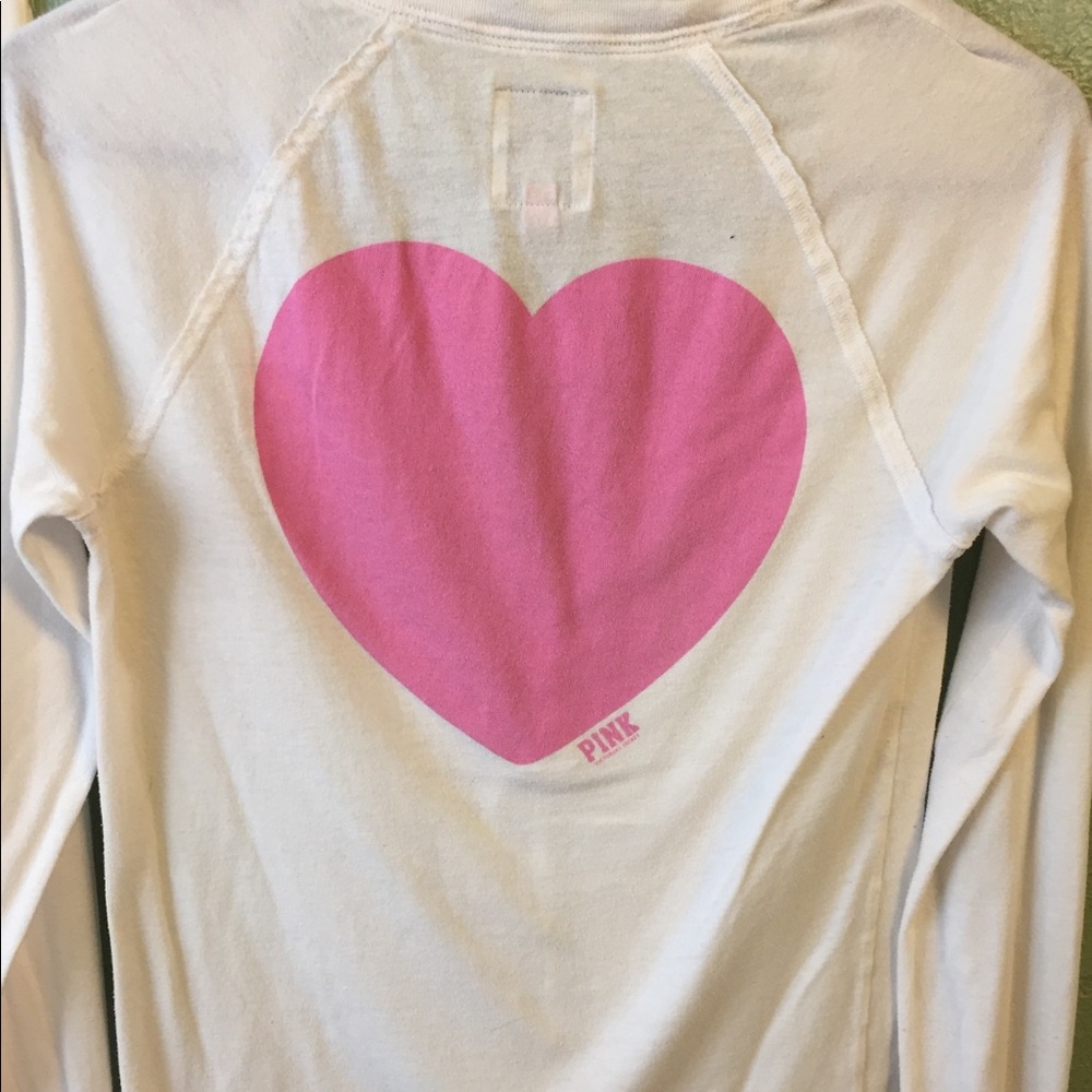 🦋 Pink Victoria’s Secret White & Pink Long Sleeve
